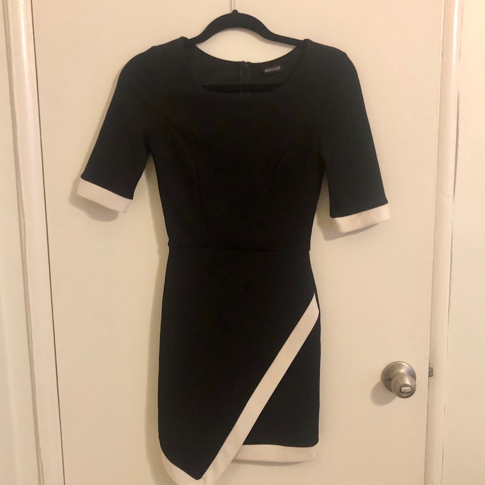 Black Fitted Mini Dress, with White Lining